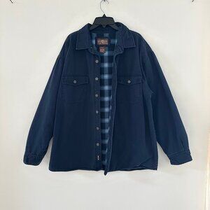 Levi's Men Vintage Canvas Fleece Plaid Lined Shacket Size XL Trucker Jacket Navy